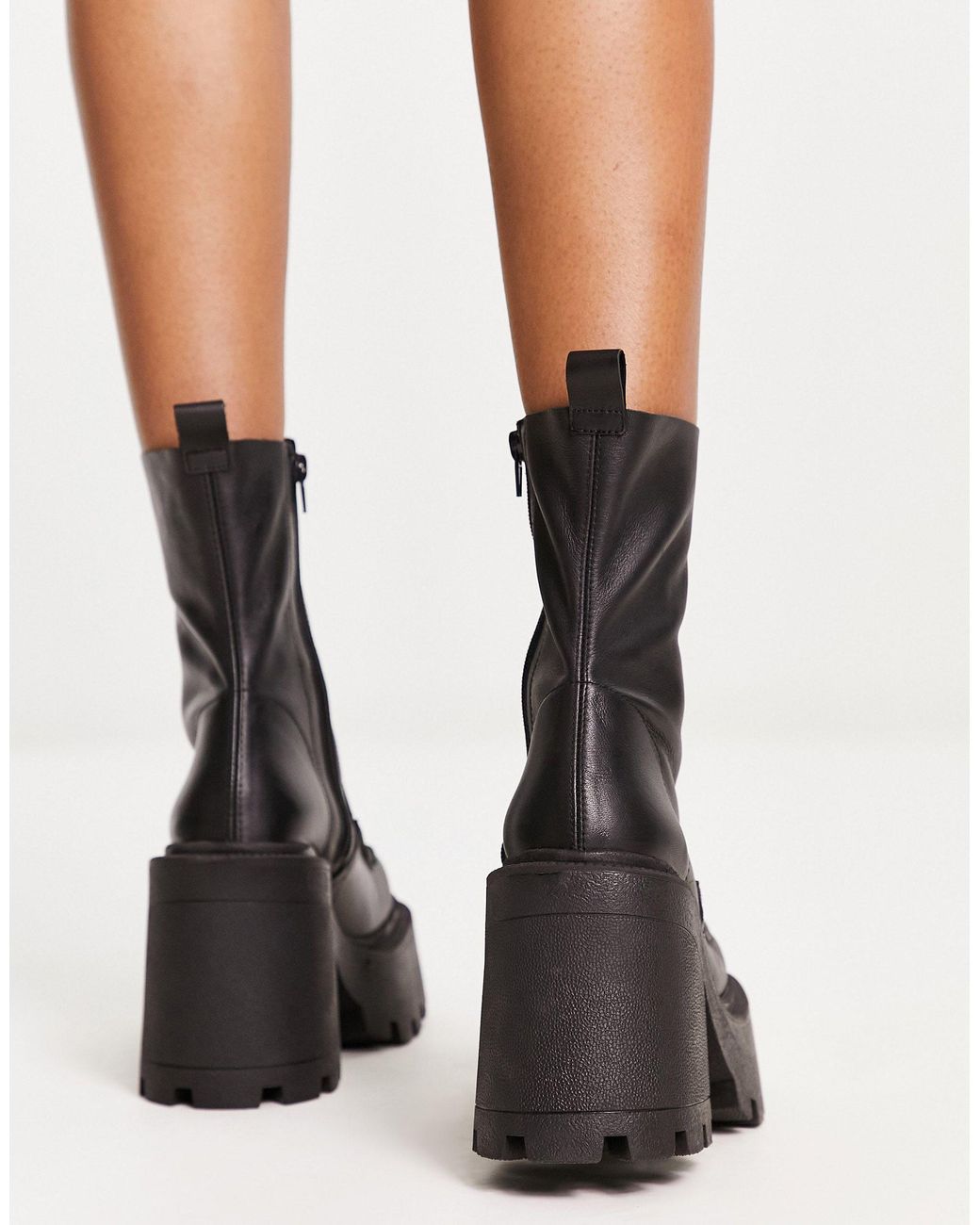 ASOS rider stiefel mit absatz und dicker sohle aus hochwertigem leder in Schwarz Lyst DE