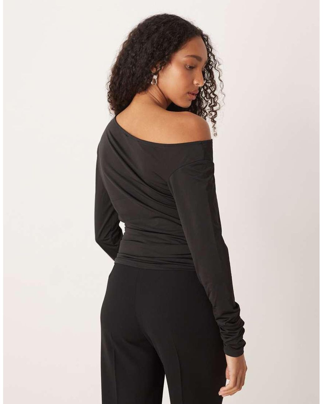 Aware Black Slinky Drapey Long Sleeve Top