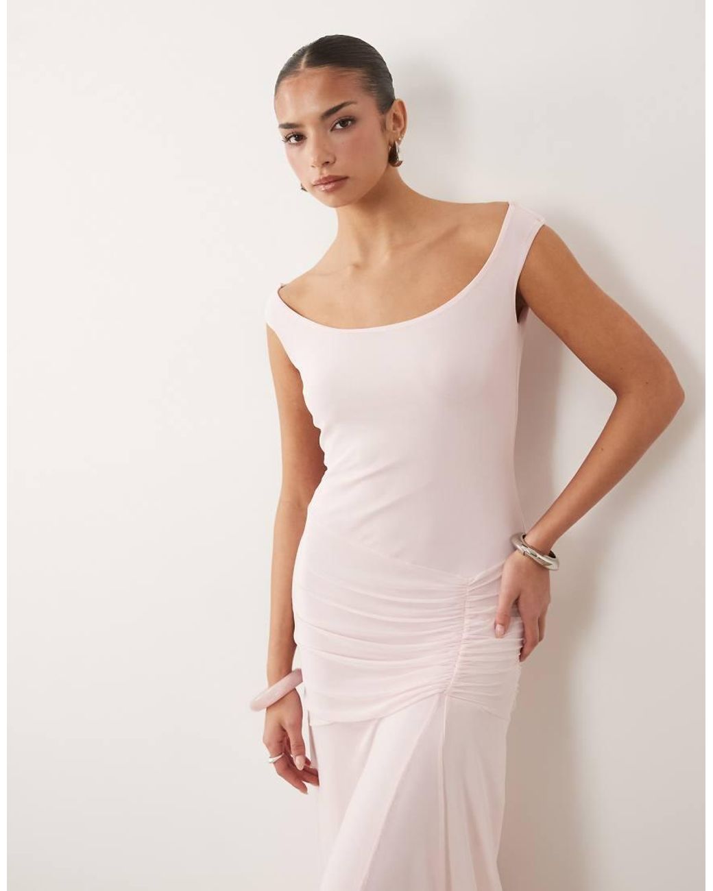 ASOS Pink Scoop Neck Asymetric Hem Maxi Dress