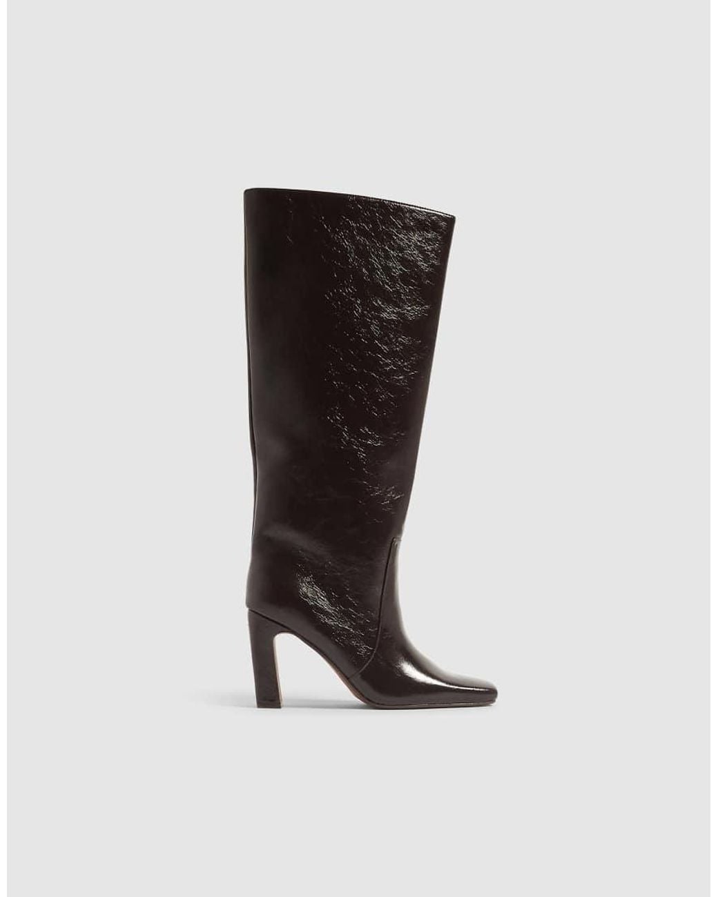 River Island Black Faux Leather High Leg Heeled Boots