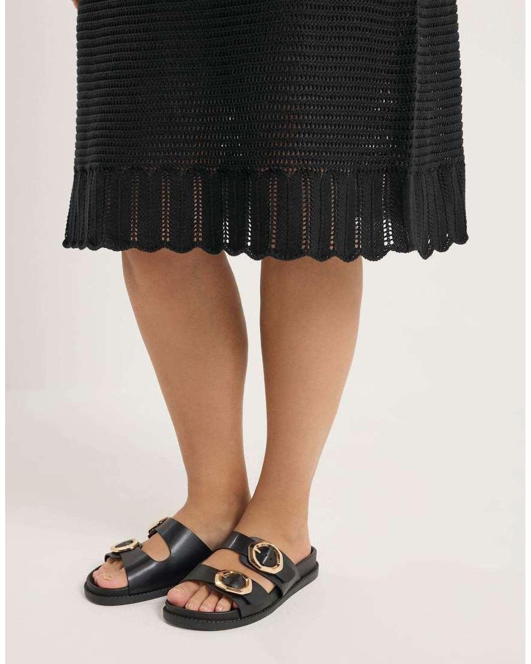 Yours Clothing Black Crochet Mini Swing Dress
