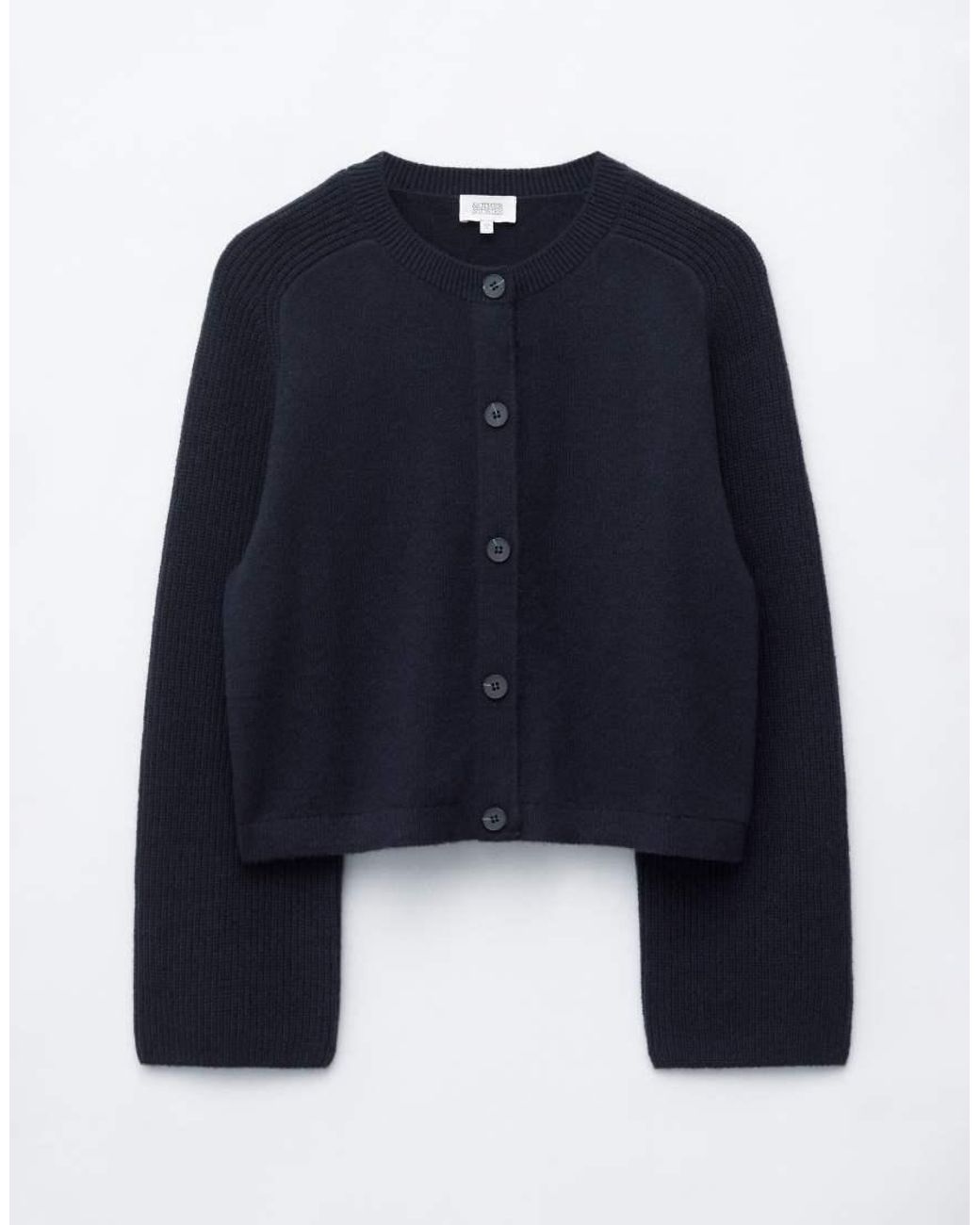 & Other Stories Blue Cotton And Wool Blend Cardigan