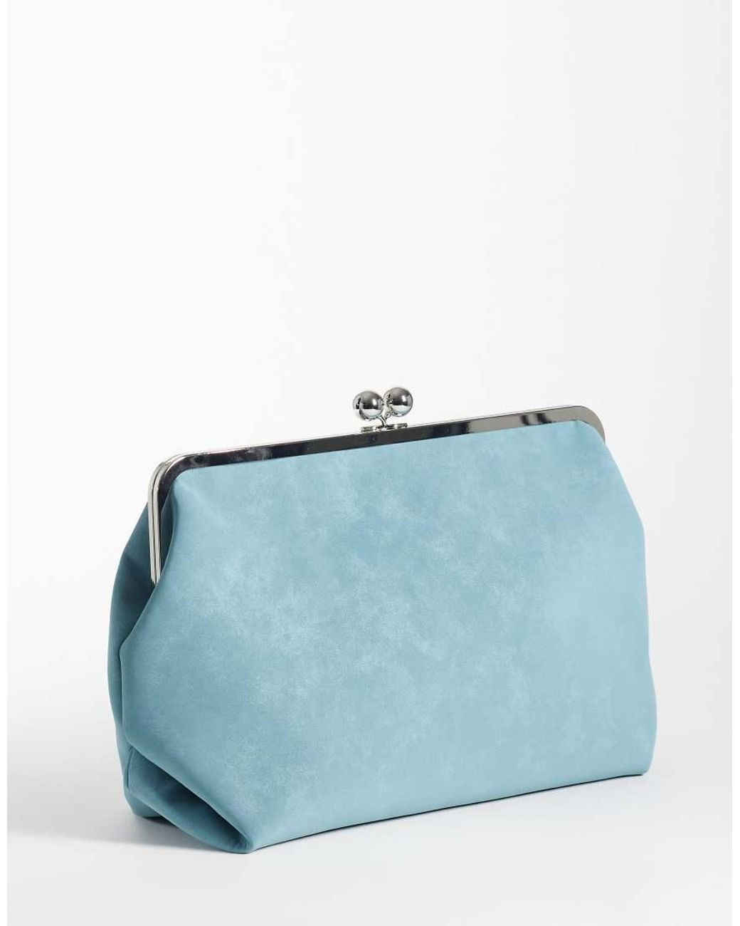 ASOS Blue Velvet Touch Oversized Frame Clutch Bag