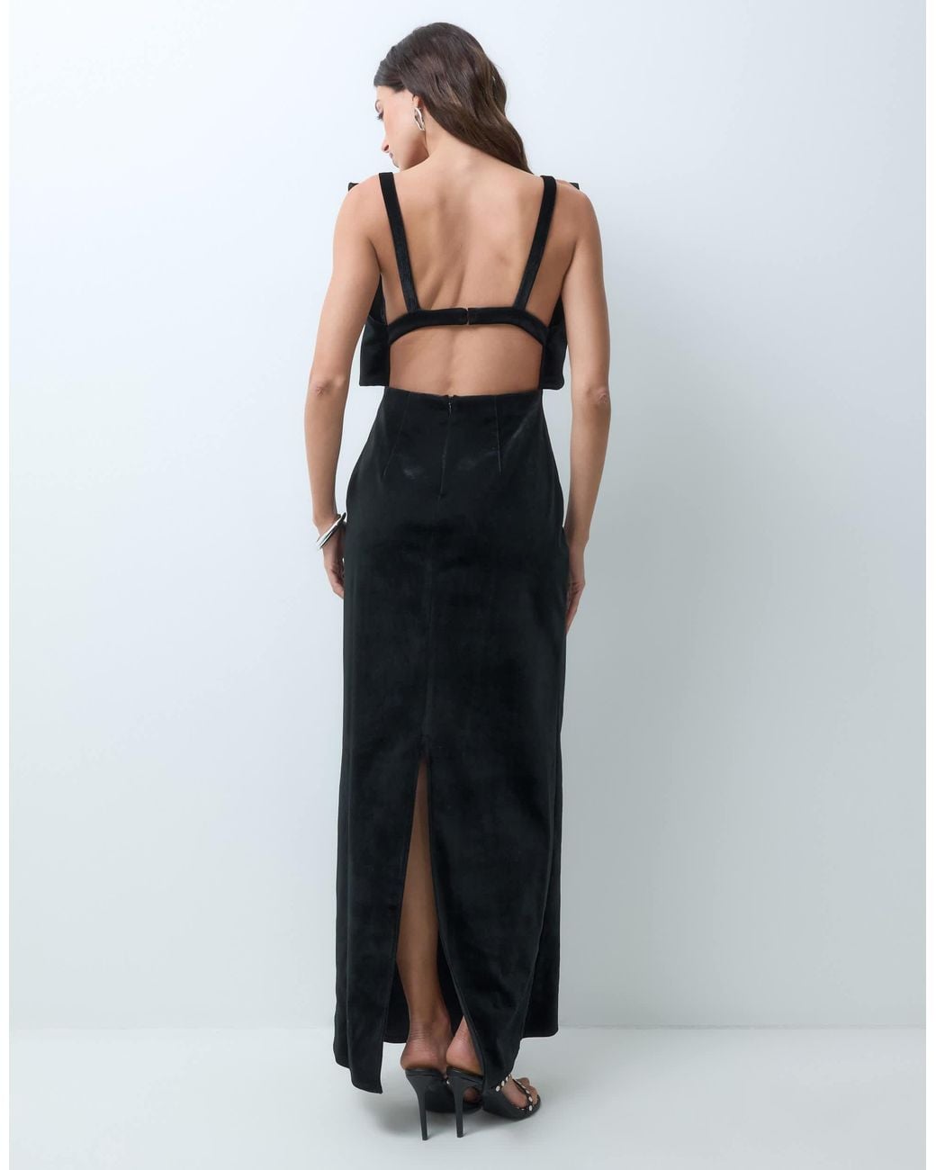 Structured Floral Design ASOS Velvet Structured Cami Maxi Dress in Blue | Lyst