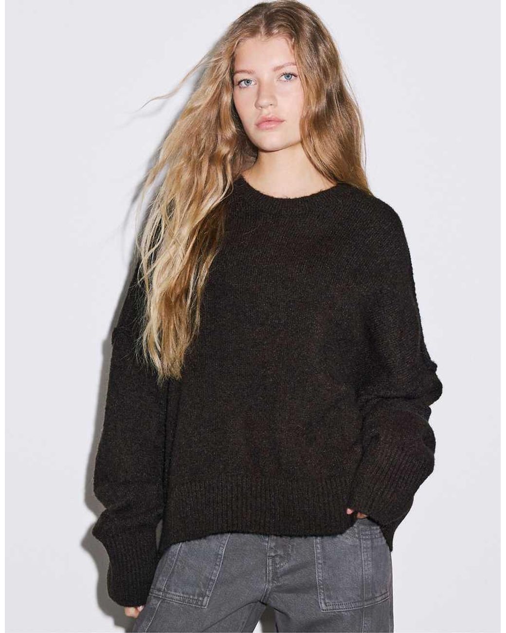 Stradivarius Brown Round Neck Knit Jumper