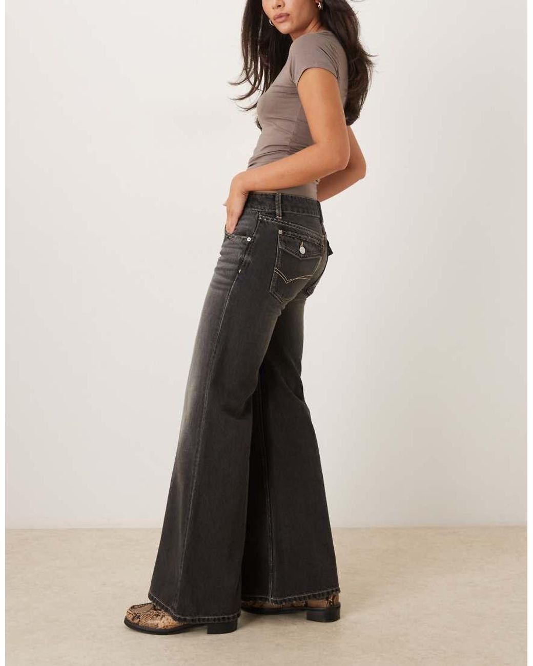 Cotton On Black Low Relaxed Flare Jean