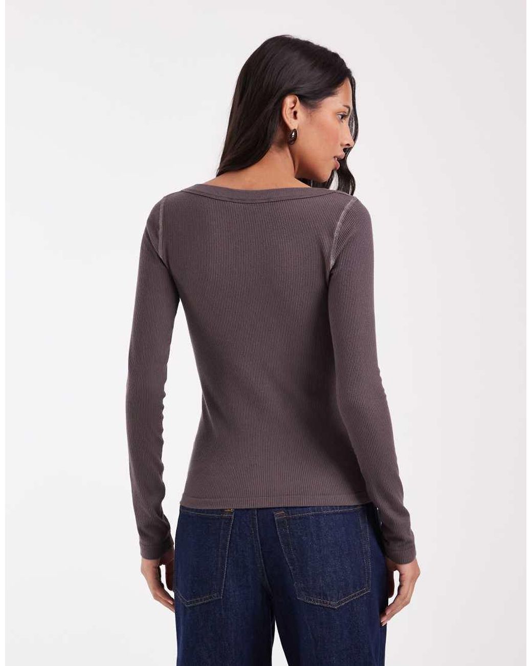 ASOS Blue Seamless Rib Deep V Cardigan