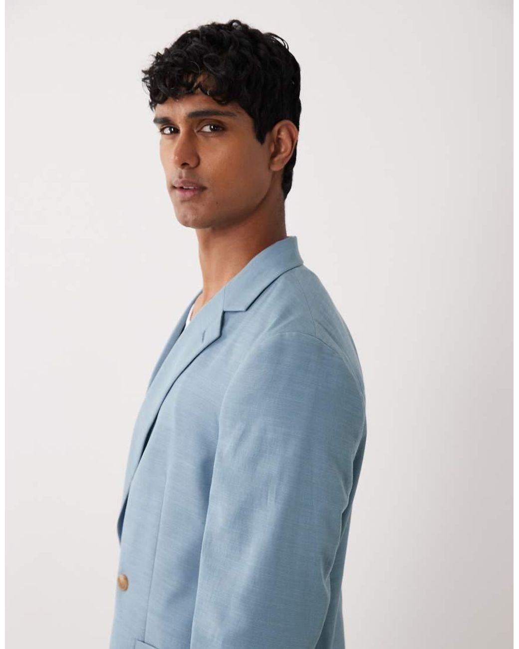 ASOS Blue Regular Double Breasted Suit Jacket for men