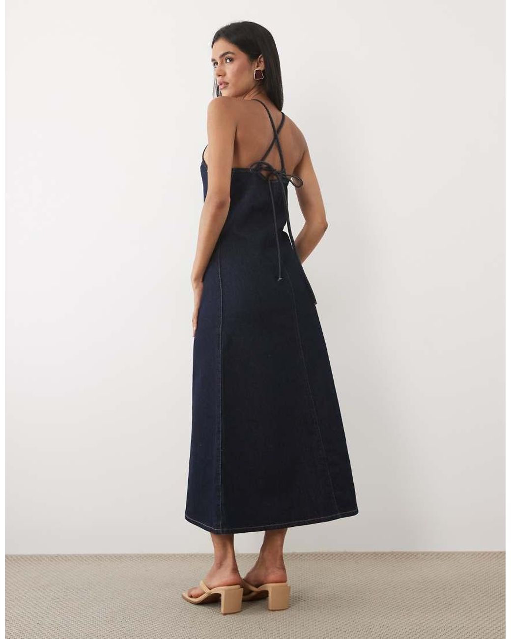 ASOS Blue Square Neck Denim Maxi Dress