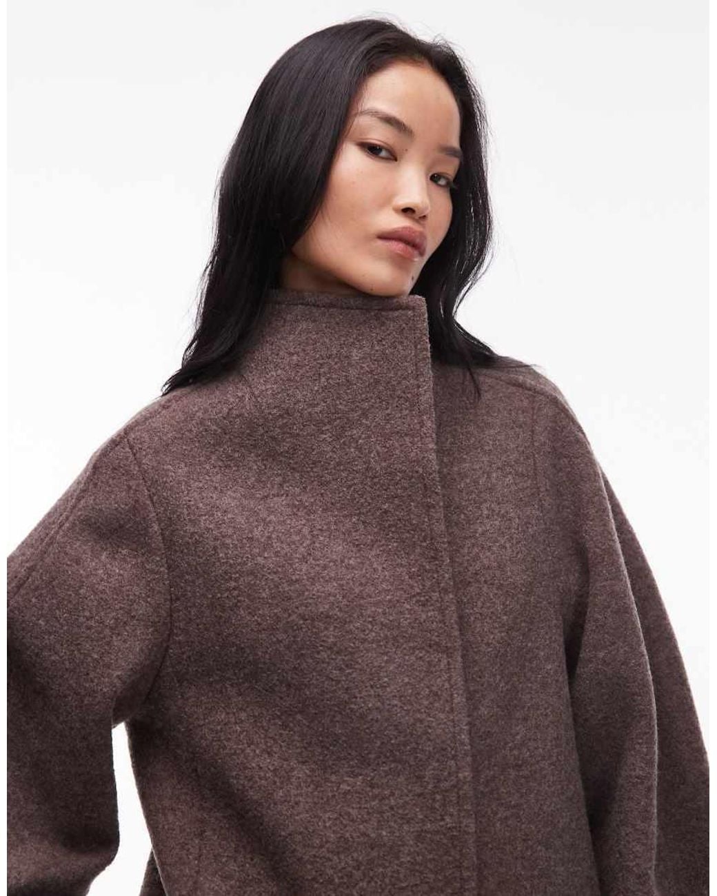 & Other Stories Brown Wool Mock Neck Short Jacket