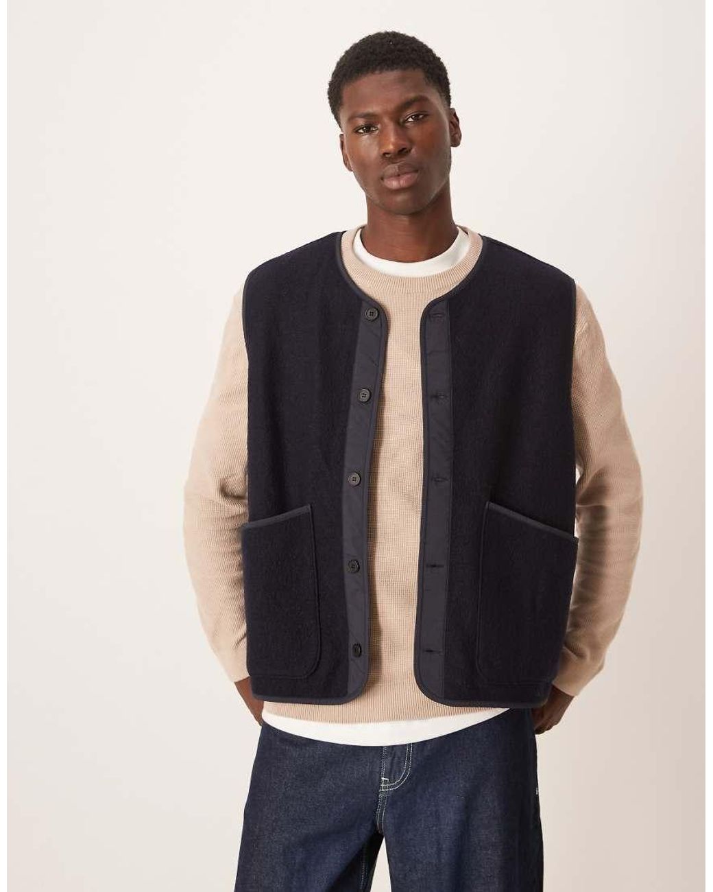ARKET Blue Boiled Wool Vest for men