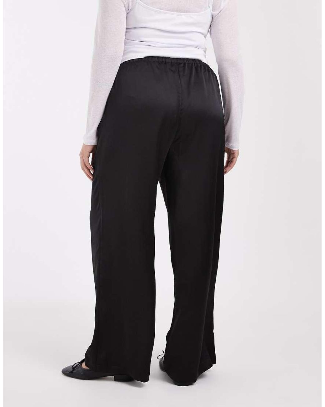 ONLY White Satin Look Wide Leg Pants