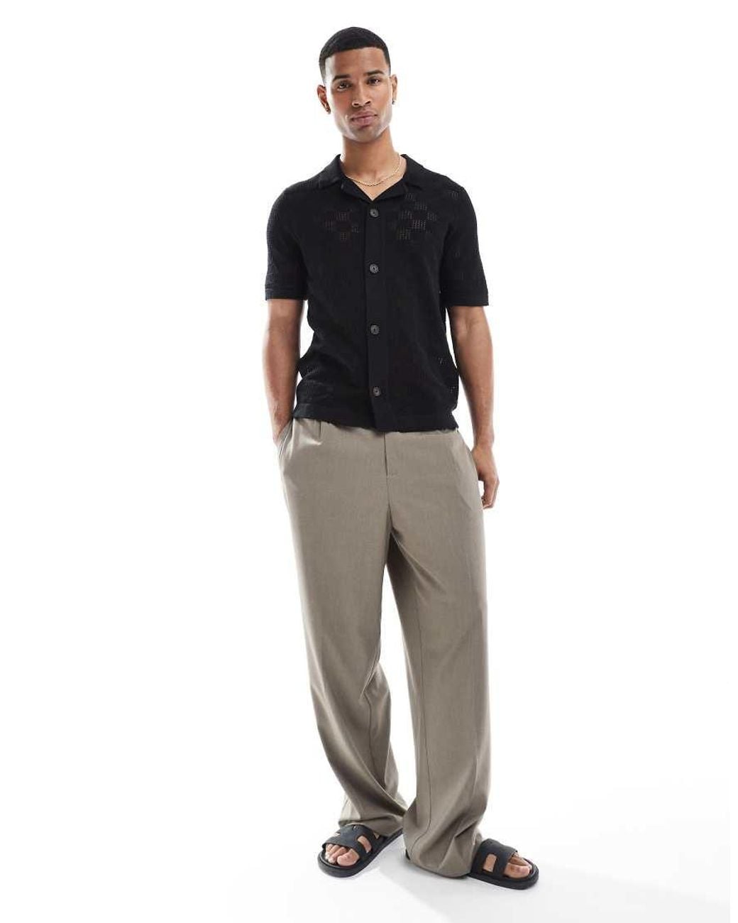 Only & Sons Black Check Crochet Shirt for men