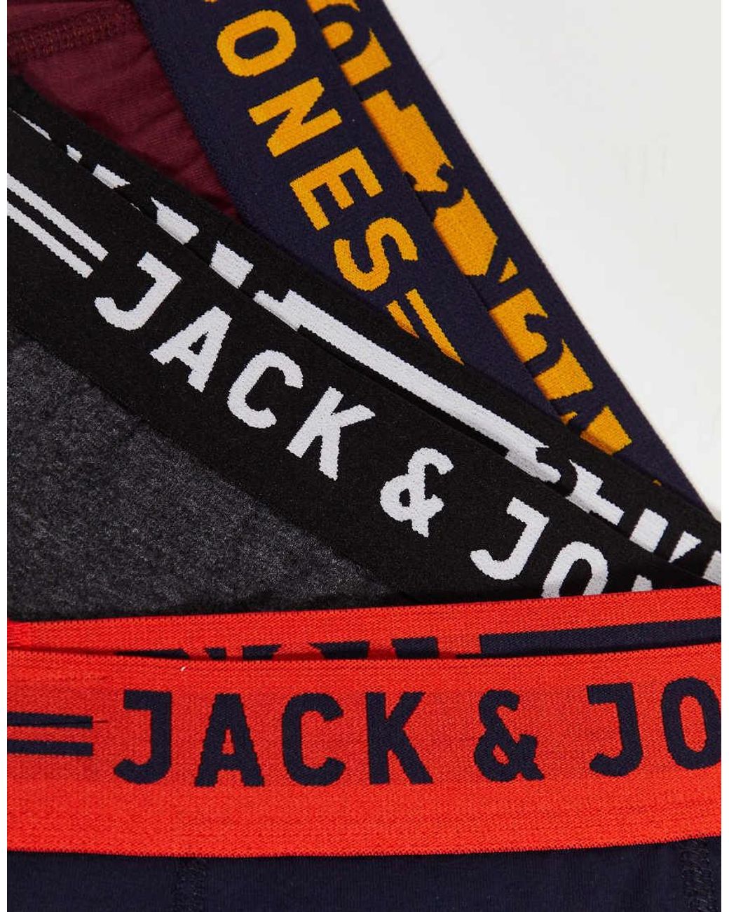 Jack & Jones Blue Trunks 3 Pack With Contrast Waistband for men