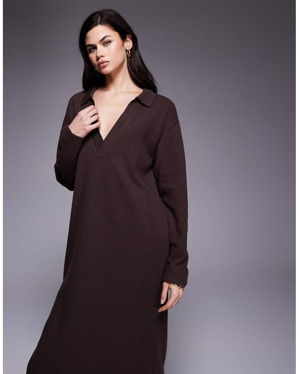 ASOS Purple Supersoft Slouchy Polo Midi Dress