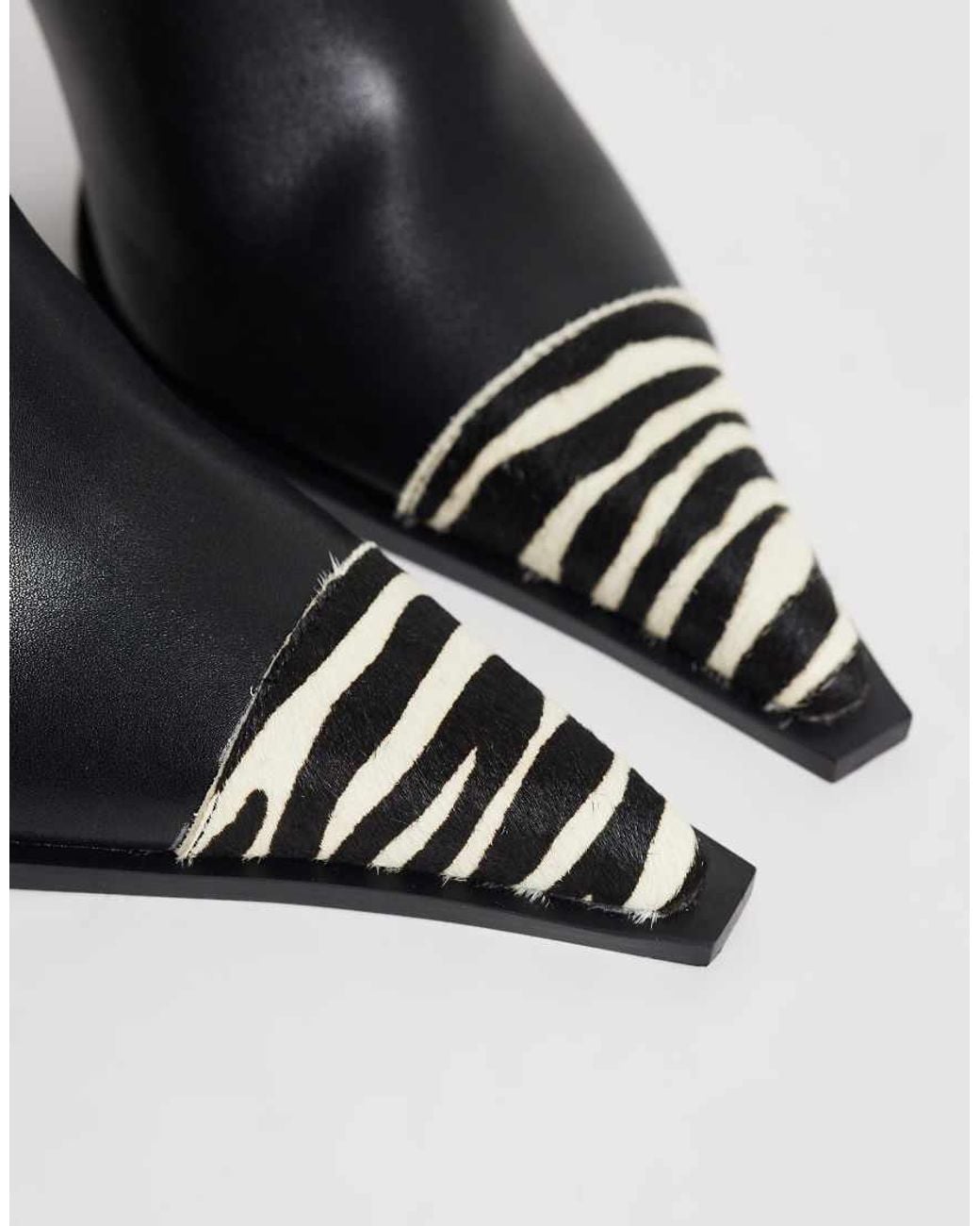 ASOS Black Cairo Toe Cap Western Knee Boots