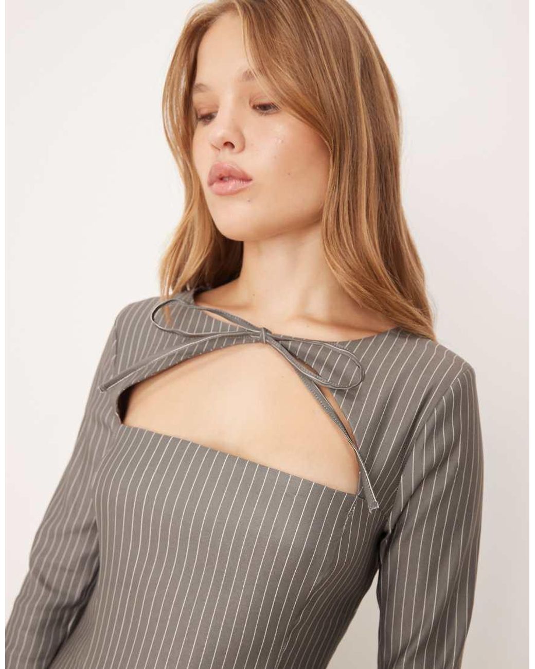 ASOS Gray Mini Dress With Bust Detail Detail