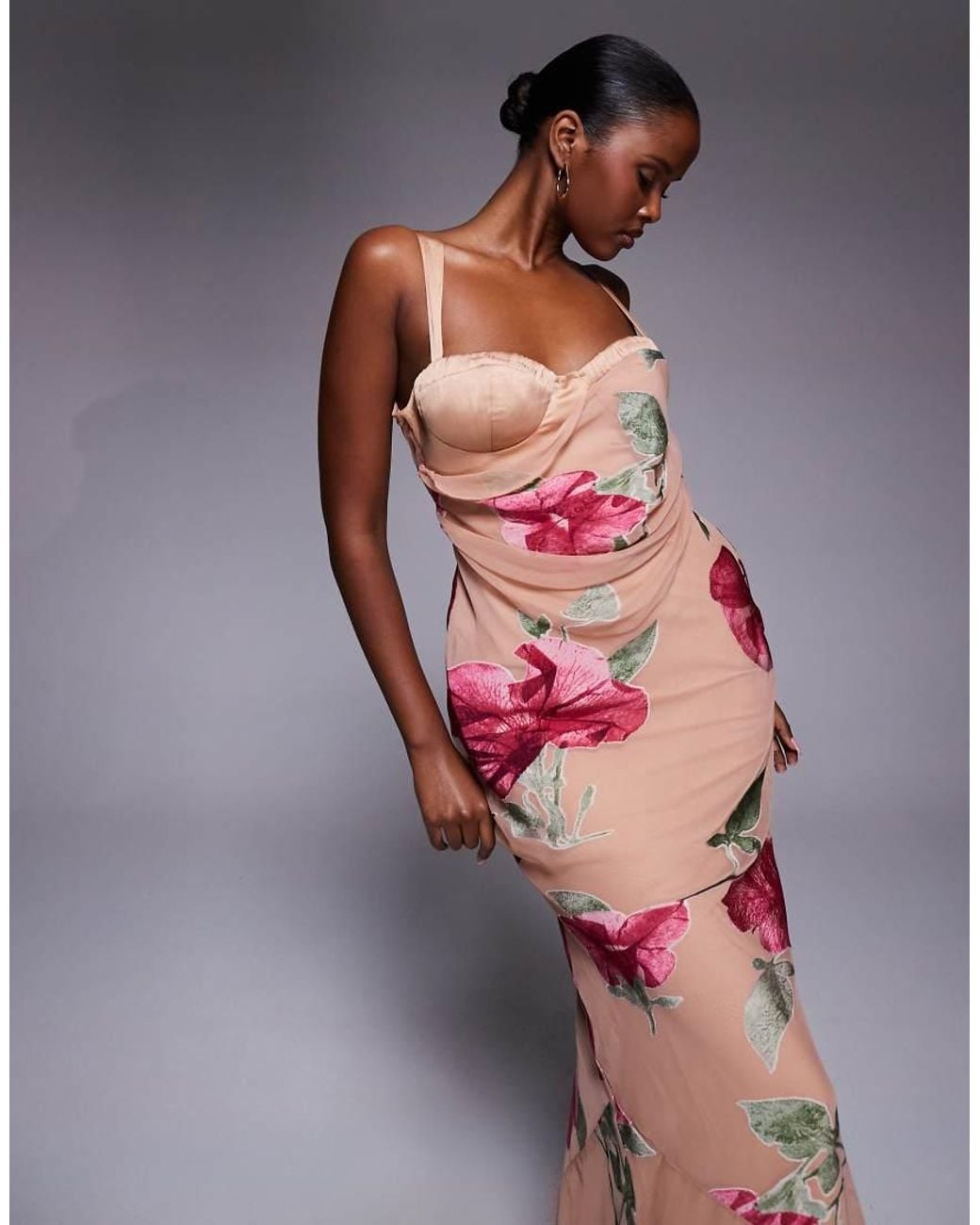 ASOS Multicolor Corset Detailing Maxi Dress