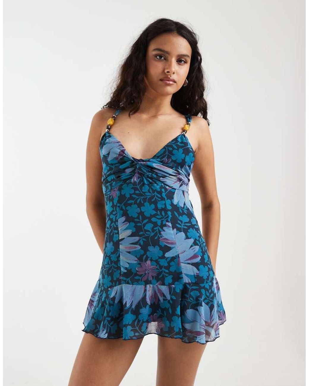 Free People Blue Heat Of The Moment Floral Mini Dress