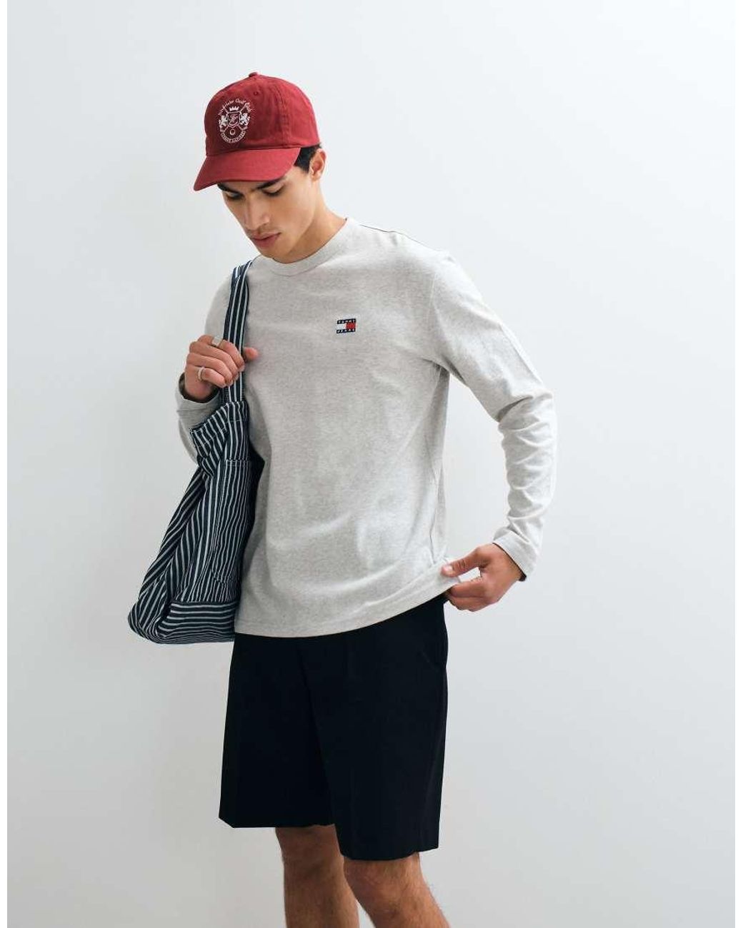 Tommy Hilfiger Gray Badge Logo Long Sleeve T-shirt for men