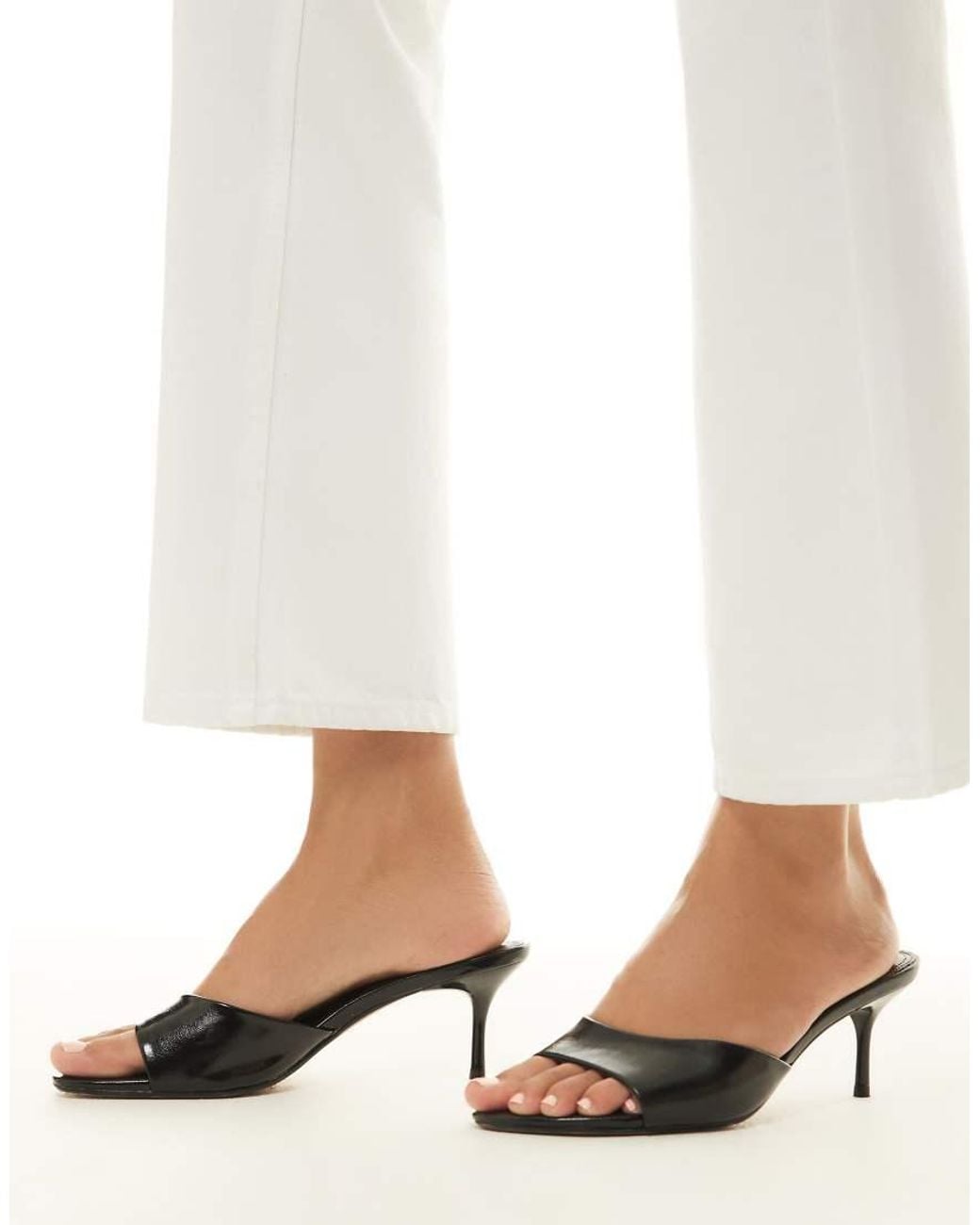 River Island White Mule Heeled Sandals
