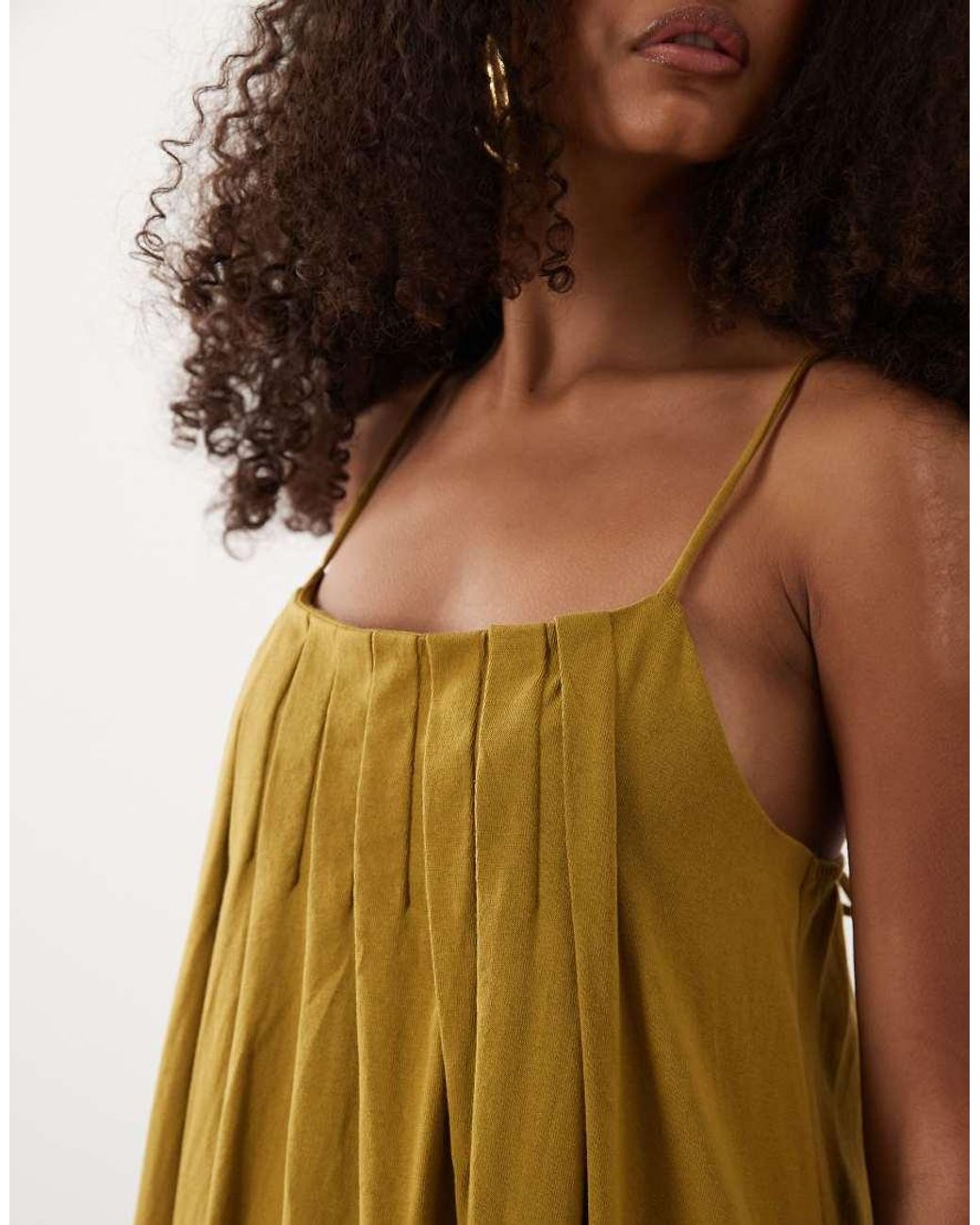 ASOS Green Pleated Trapeze Dress