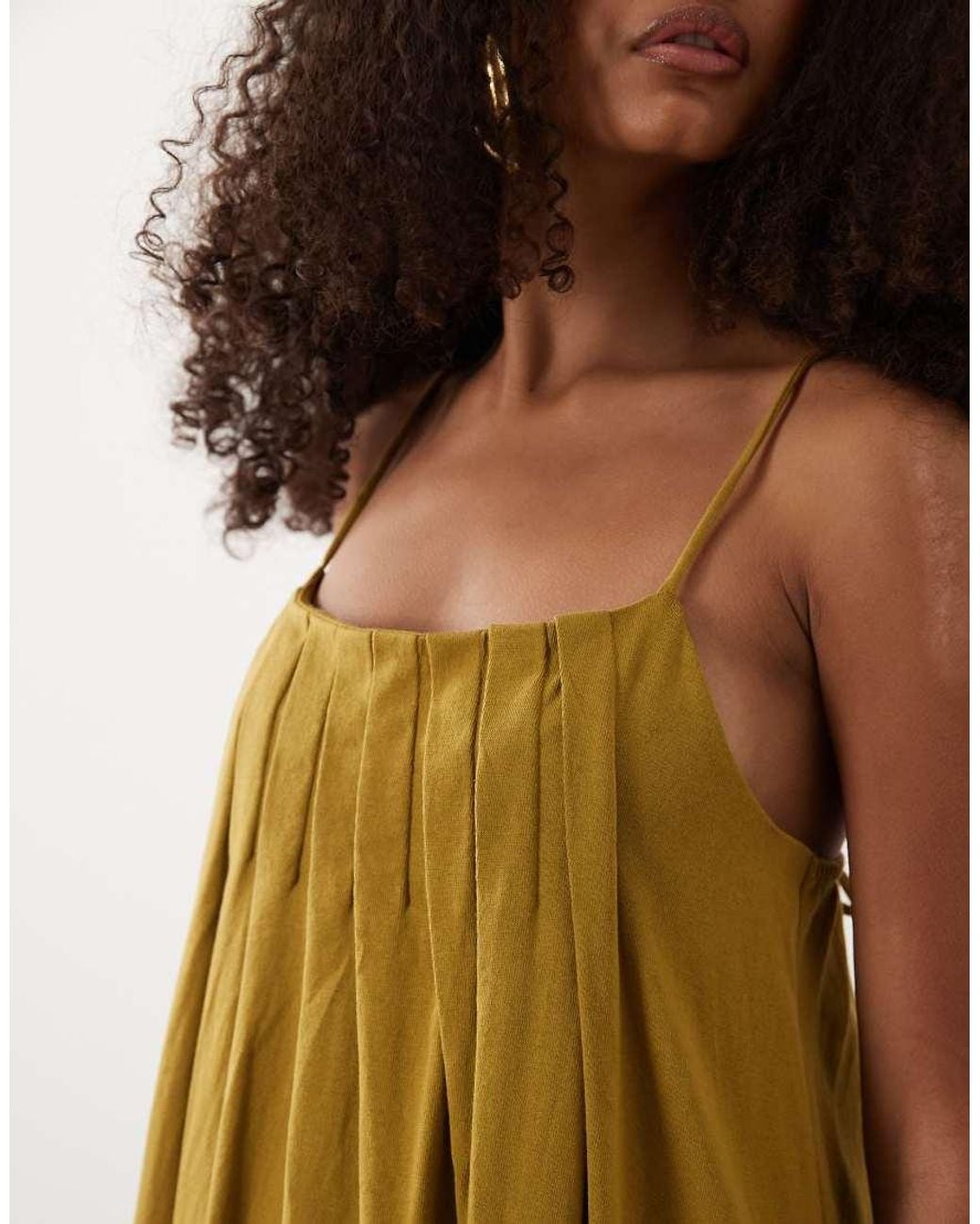 ASOS Green Pleated Trapeze Dress