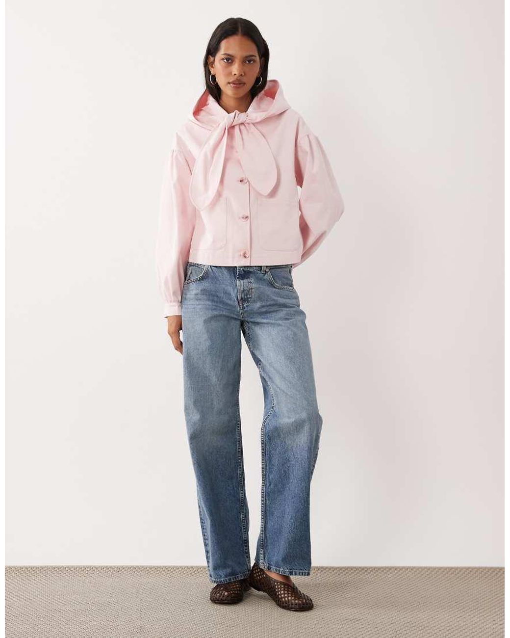 Miss Selfridge Red Short Mac With Tie Neck Netail And Hood