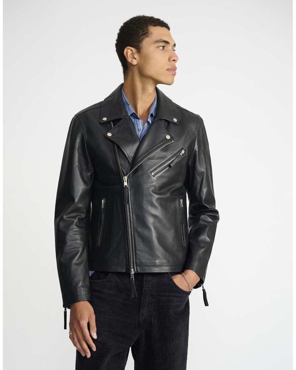 Bolongaro Trevor Black Real Leather Ryder Biker for men