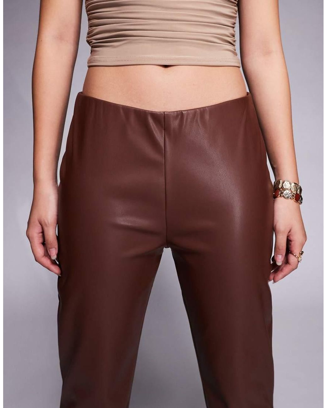 ASOS Brown Kick Flare Pu Trousers