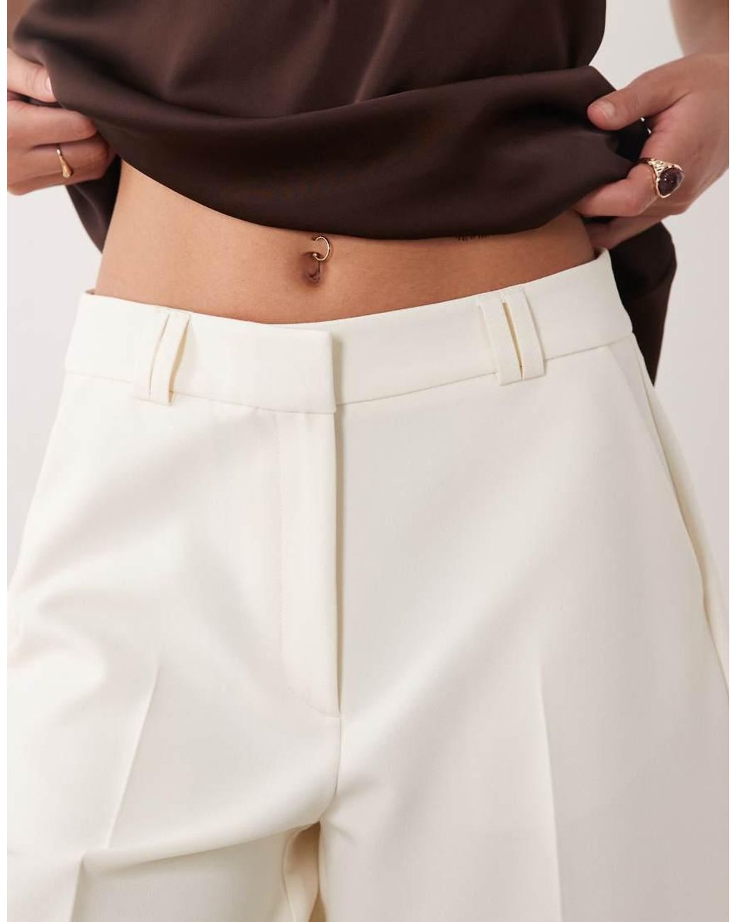 ASOS Natural Wide Leg Clean Bermuda Shorts