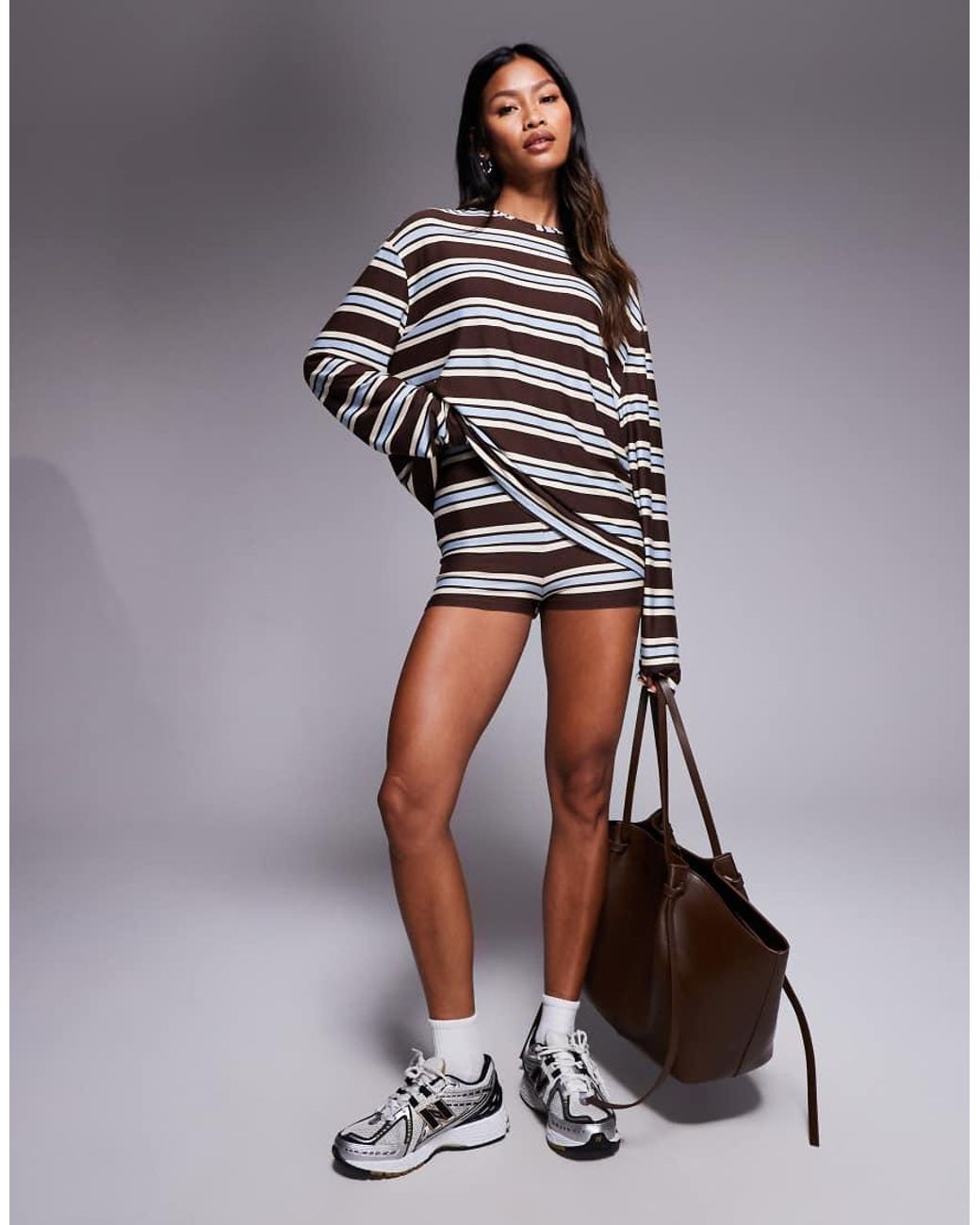 Kaiia Multicolor Exclusive Super Soft Jersey Crew Neck Oversized Longsleeve