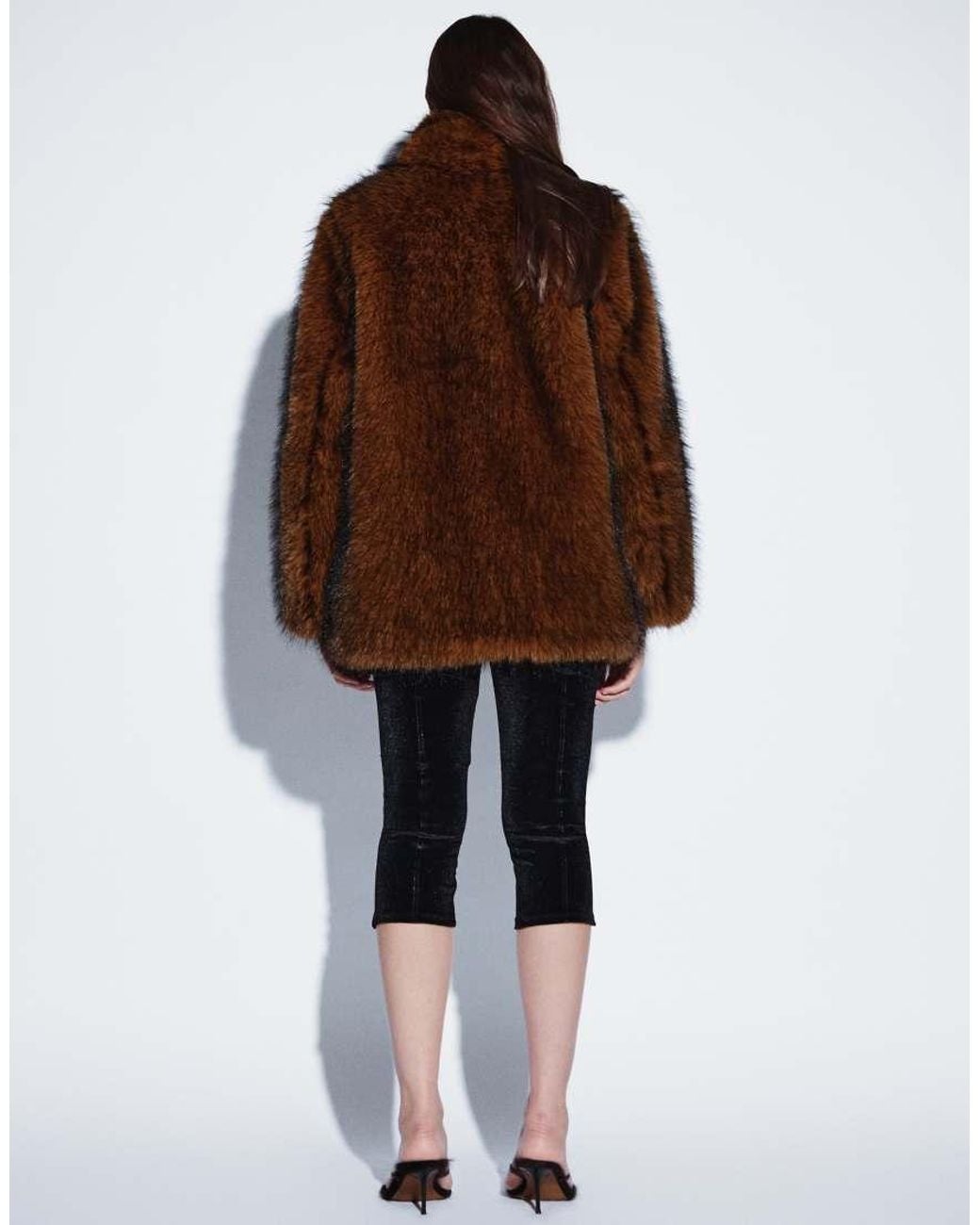 Monki Brown Faux Fur Coat