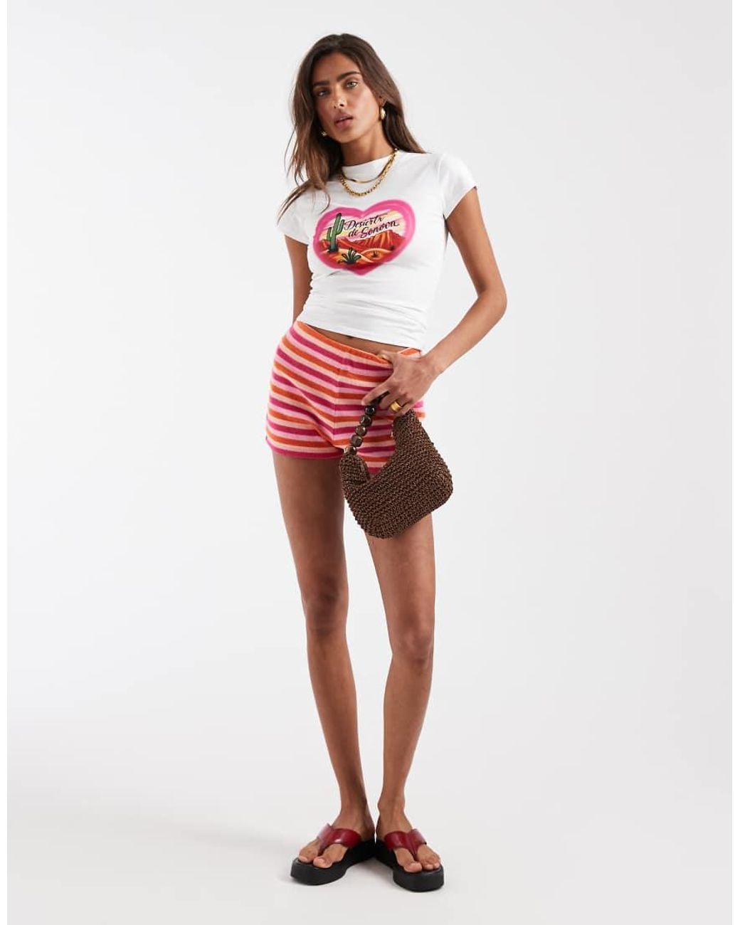 ASOS Red Baby Tee With Airbrush Desert Graphic