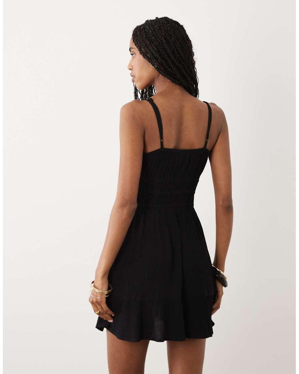Miss Selfridge Black Cheesecloth Mini Sun Dress