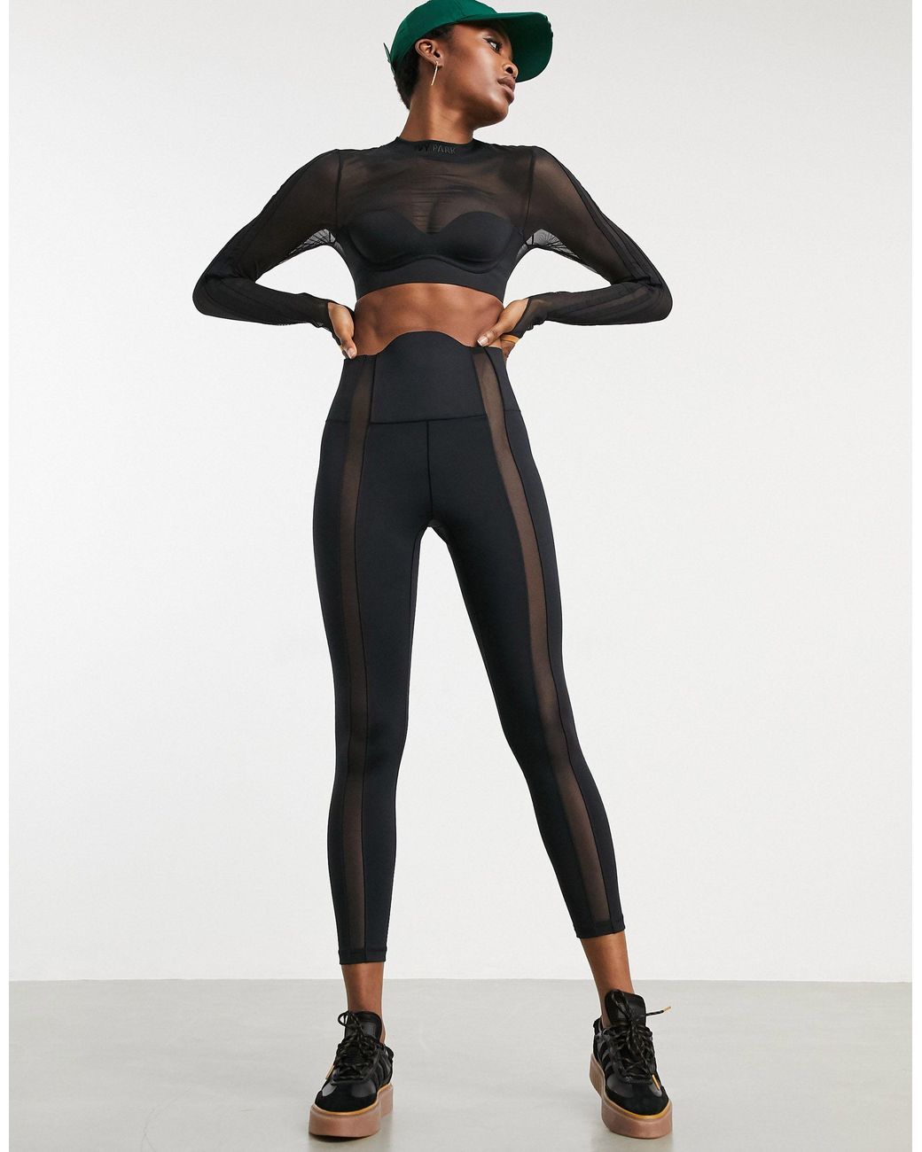 Ivy Park Adidas X Mesh leggings in Black | Lyst