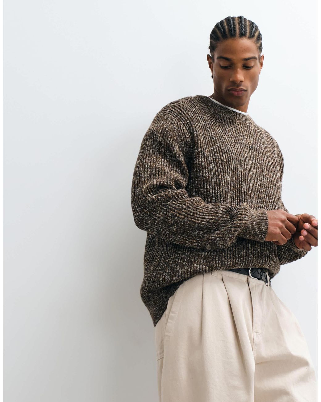 SELECTED Brown Knit Sweater for men