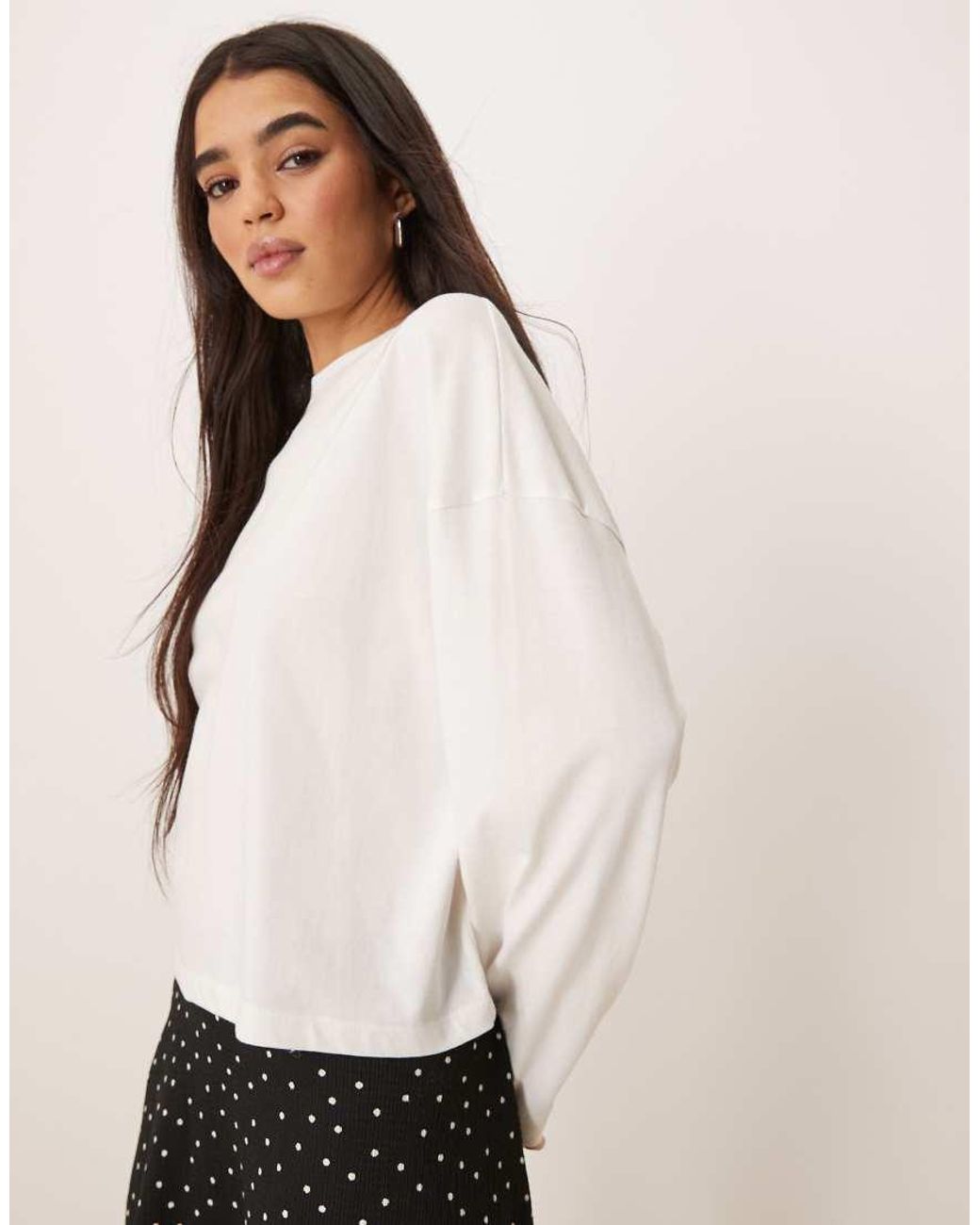 ASOS White Long Sleeve Tee With Tie Back Top
