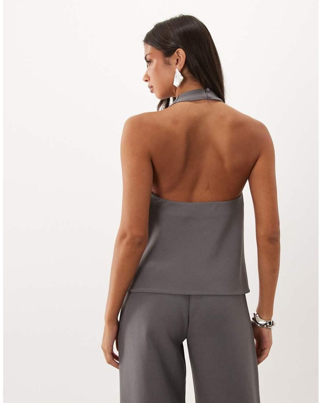 Kaiia Multicolor Exclusive Extreme Cowl Halterneck Open Back Top