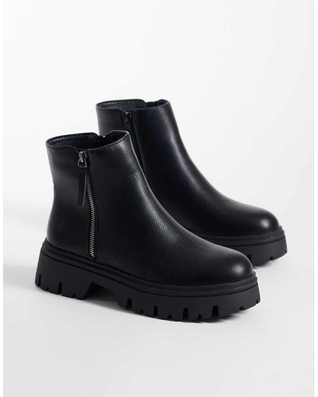 SEQWL Blue Twirl Chunky Zip Detail Boots