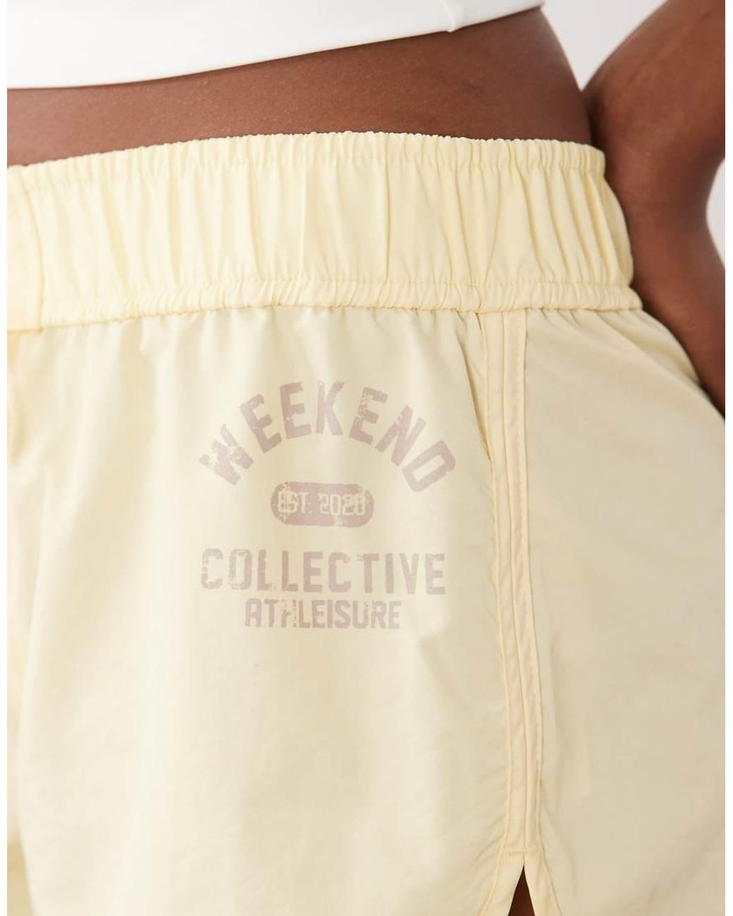ASOS Natural Weekend Collective Micro Nylon Short With Tie Waist Detail