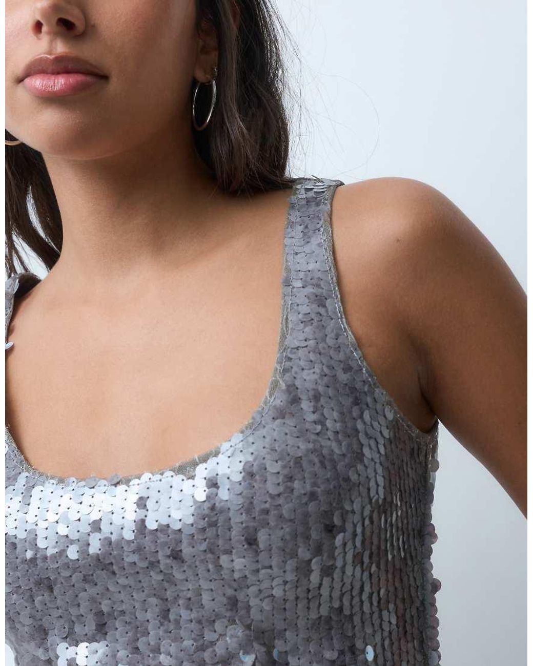 Motel Gray Qian Sequin Vest Top