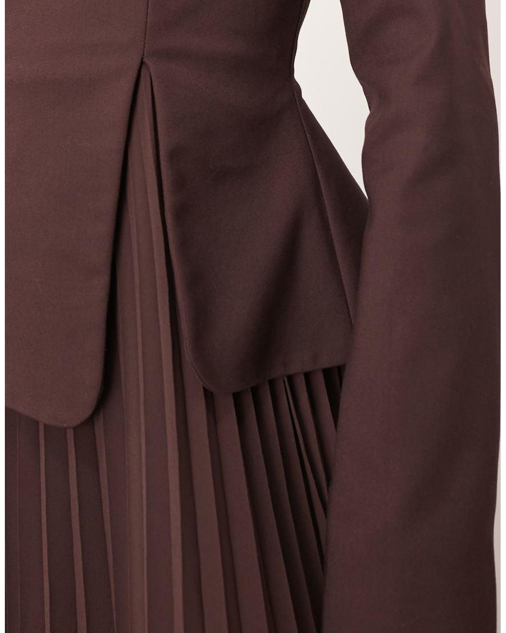 ARRANGE Brown Sculpted One Shoulder Maxi Dress With Micro Pleat Hem