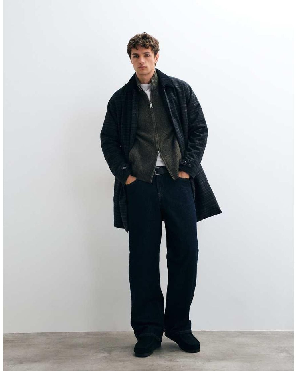 Barbour Blue Lorden Winter Tartan Check Waterproof Mac Long Jacket for men