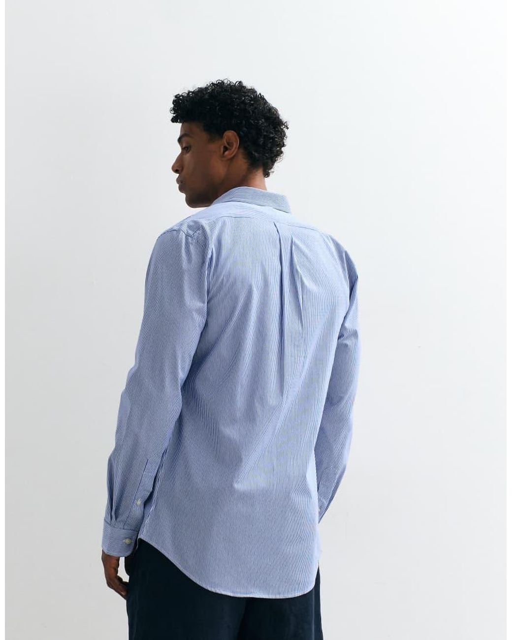 Polo Ralph Lauren Blue Icon Logo Fine Stripe Slim Fit Poplin Shirt for men