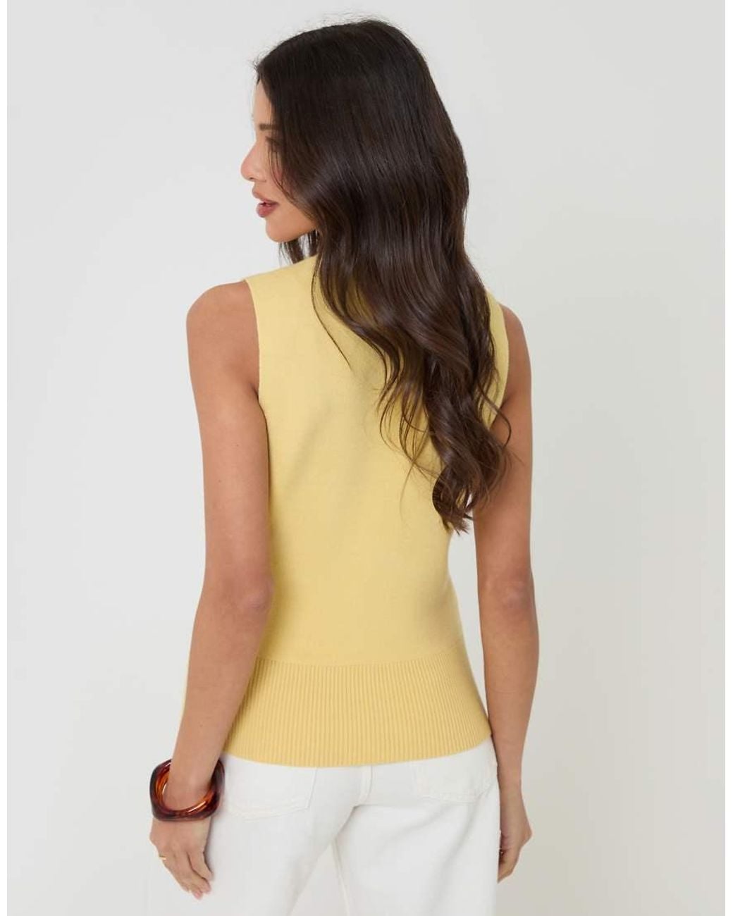 Threadbare Yellow Crew Neck Compact Knit Vest