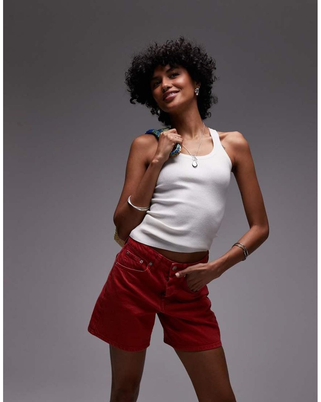 TOPSHOP Gray Denim Editor Short