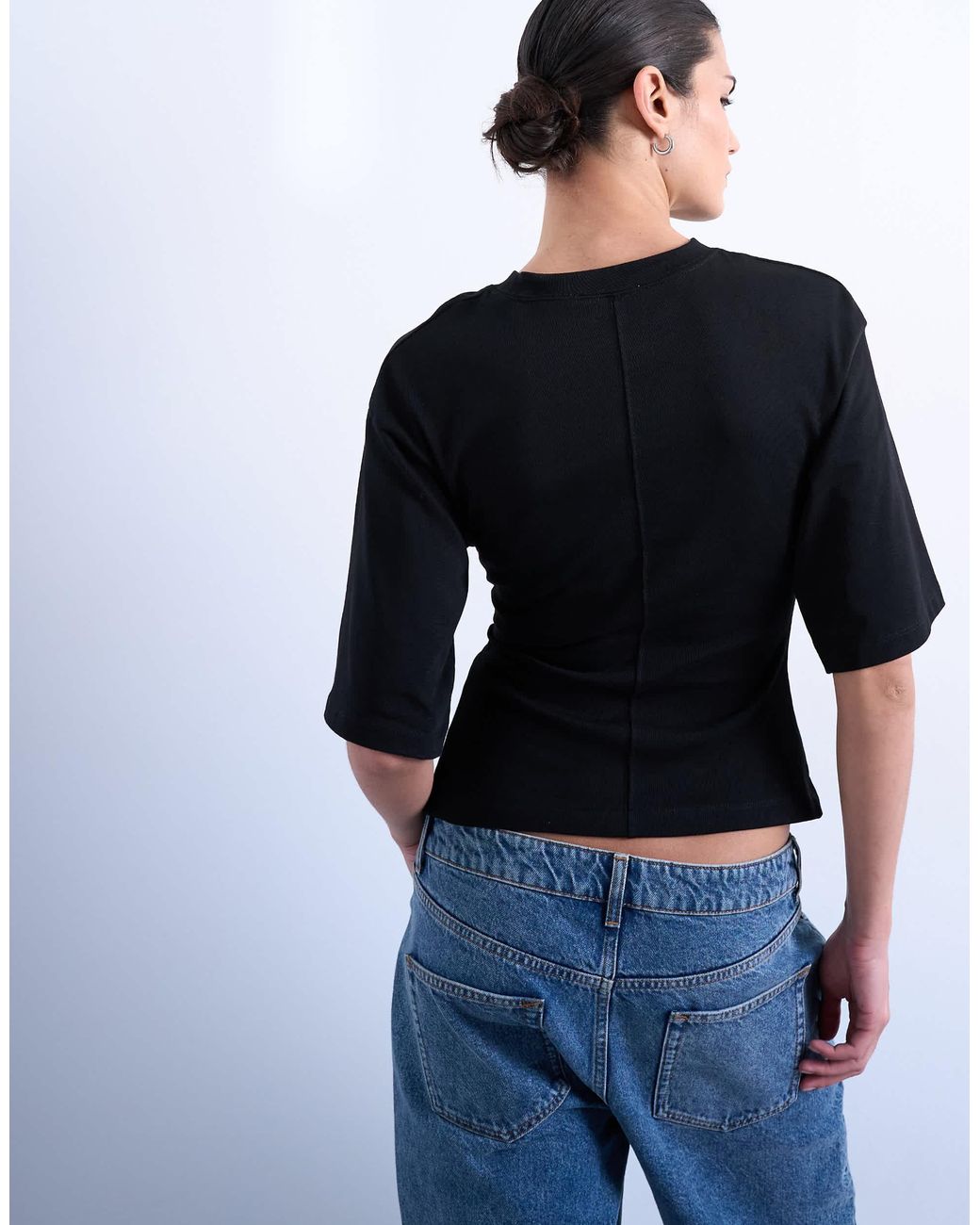 TOPSHOP Blue Cinch Waist Structured Tee