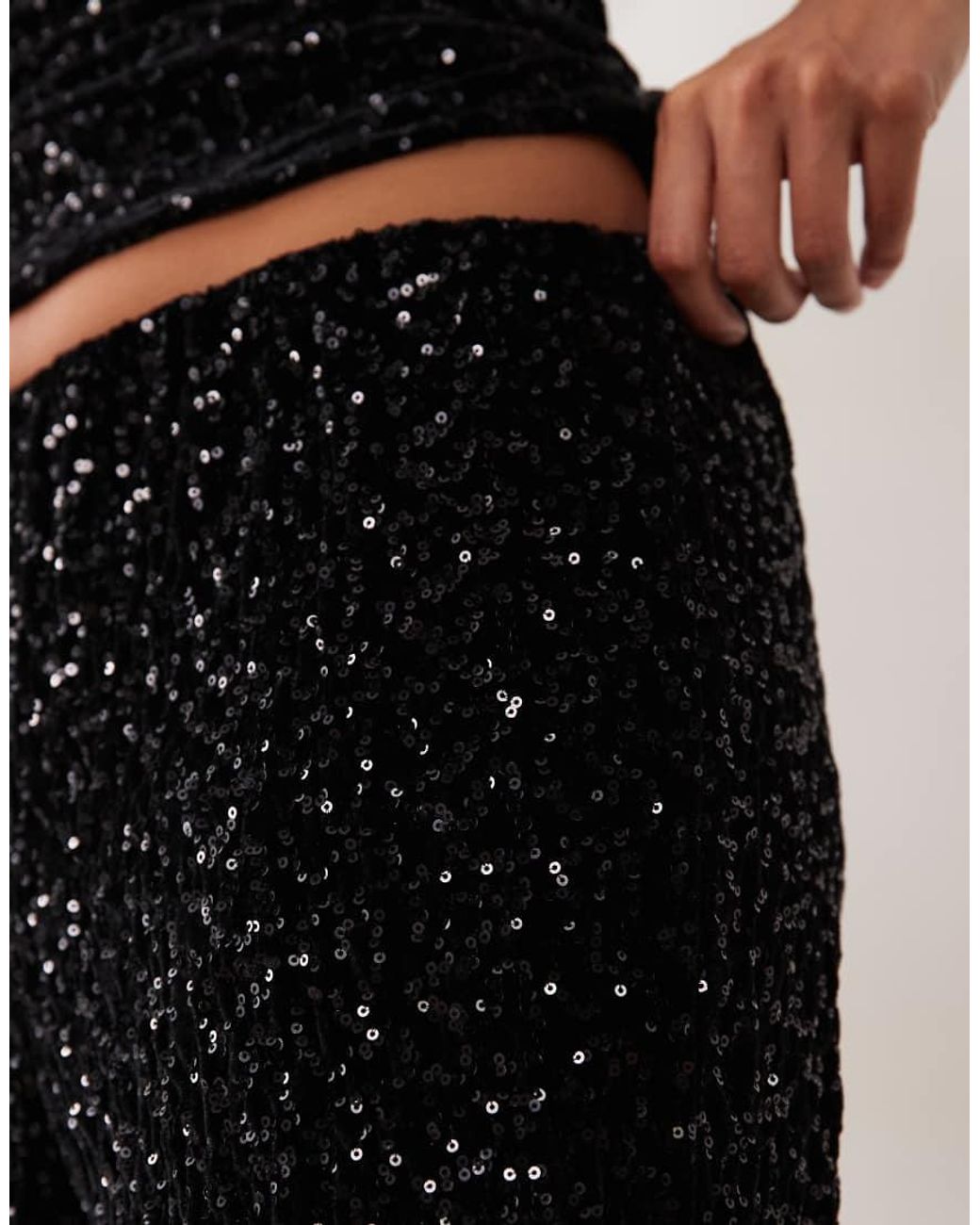 Only Petite Black Straight Leg Sequin Trouser Co-Ord