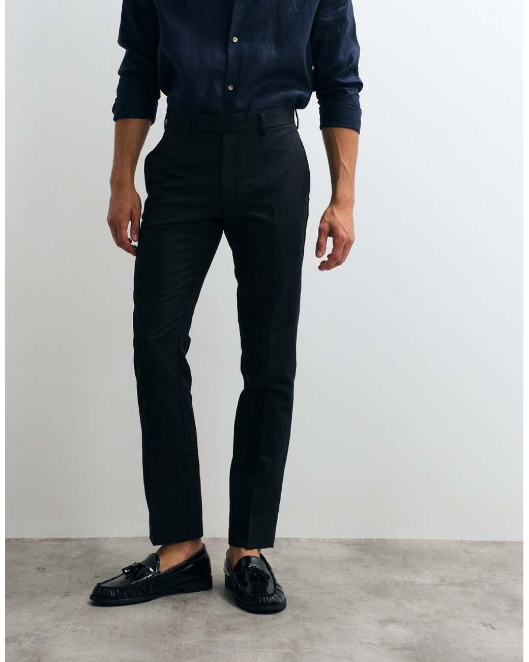 ASOS White Tailored Linen Rich Slim Trousers for men